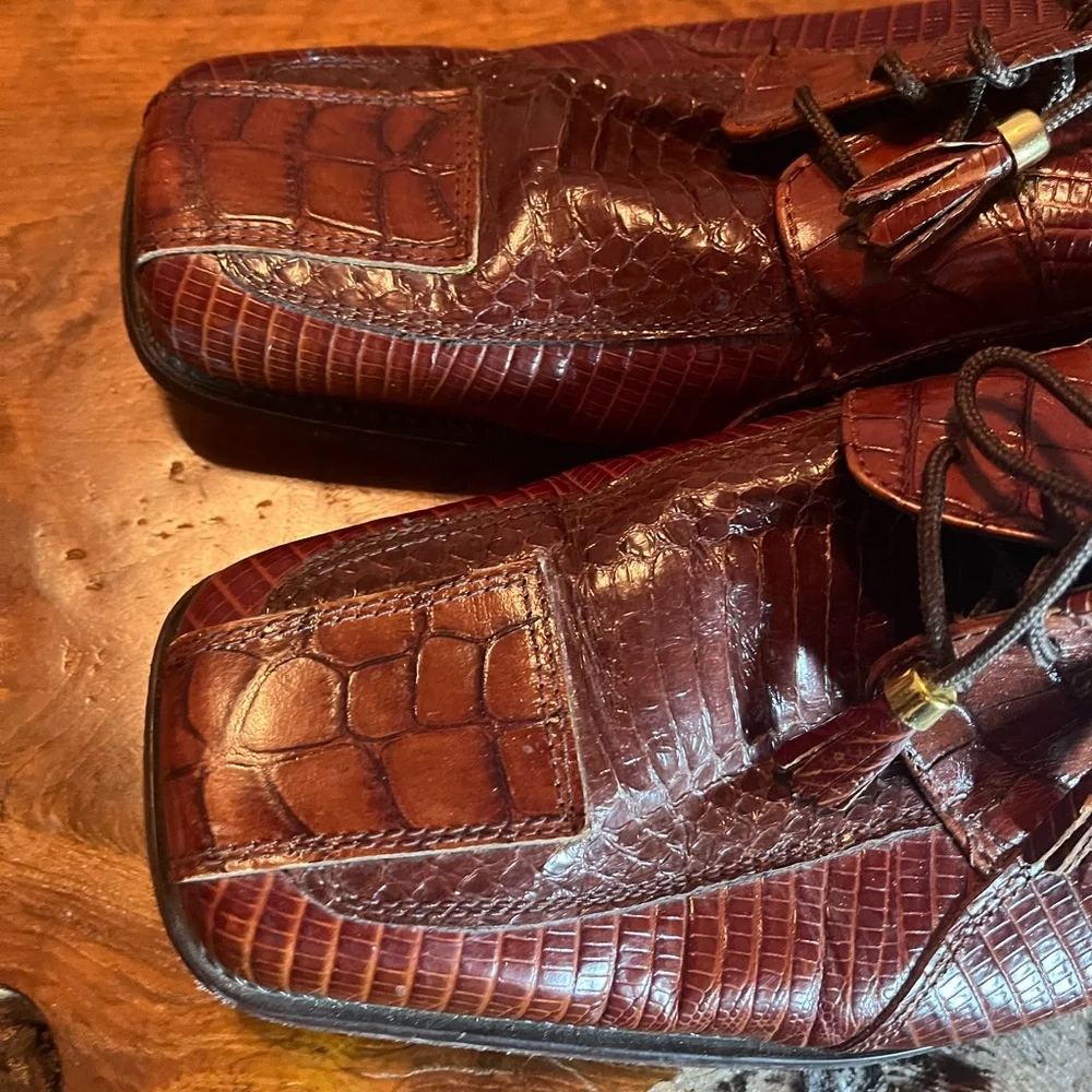 Stacy Adams Men’s Size 10 Genuine Snakeskin Leather Dress Shoes Tassel Lace-Up